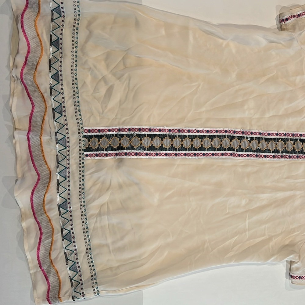 BCBG MaxAzria Silk Bohemian dress size S embroidered western tunic ethnic - Picture 5 of 5